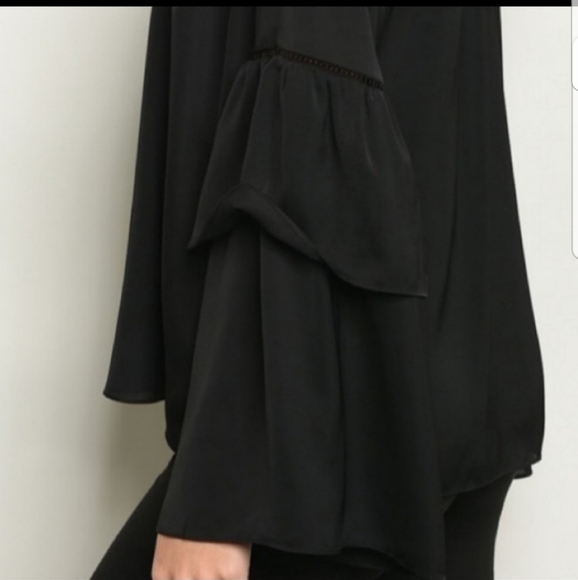 Black Ruffle Sleeves Top - Picture 5 of 6